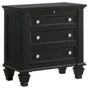  Coaster Furniture Sandy Beach 201322 3-Drawer Nightstand - Black IMAGE 1