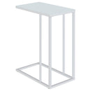  Coaster Furniture Stella 900250 White Glass Top C-Shaped Sofa Side Table - Chrome IMAGE 1