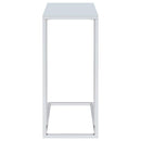  Coaster Furniture Stella 900250 White Glass Top C-Shaped Sofa Side Table - Chrome IMAGE 2