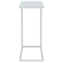  Coaster Furniture Stella 900250 White Glass Top C-Shaped Sofa Side Table - Chrome IMAGE 6