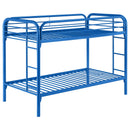  Coaster Furniture Morgan 2256B Metal Twin Over Twin Bunk Bed - Blue IMAGE 1
