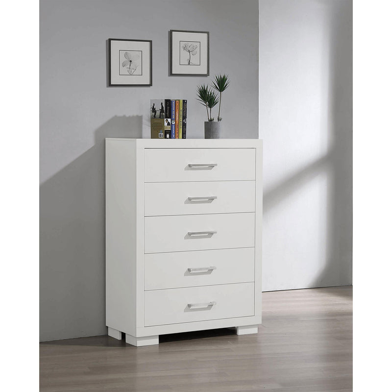  Coaster Furniture Jessica 202995 5-Drawer Bedroom Chest - Snow White IMAGE 9