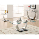  Coaster Furniture Pruitt 701238 Rectangular Glass Top Metal Coffee Table - Satin Silver IMAGE 2