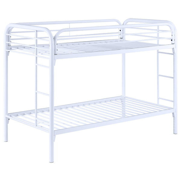  Coaster Furniture Morgan 2256W Metal Twin Over Twin Bunk Bed - White IMAGE 1