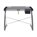  Coaster Furniture Melo 800986 41-inch Glass Top Drafting Table with Storage - Silver IMAGE 4