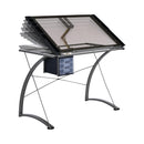  Coaster Furniture Melo 800986 41-inch Glass Top Drafting Table with Storage - Silver IMAGE 6