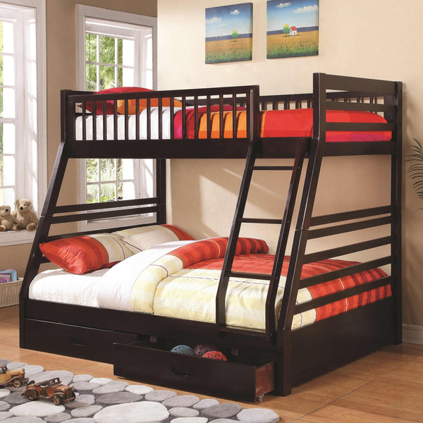  Coaster Furniture Ashton 460184 2-Drawer Wood Twin Over Full Bunk Bed - Cappuccino IMAGE 1