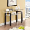 Coaster Furniture Dyer 702289 Rectangular Glass Top Entryway Sofa Console Table - Black IMAGE 2