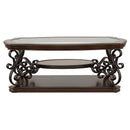  Coaster Furniture Laney 702448 1-shelf Glass Top Rectangular Coffee Table - Deep Merlot IMAGE 3