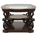  Coaster Furniture Laney 702448 1-shelf Glass Top Rectangular Coffee Table - Deep Merlot IMAGE 5