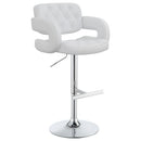  Coaster Furniture Brandi 102557 Adjustable Bar Stool - Chrome and White IMAGE 1