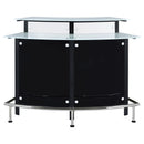  Coaster Furniture Keystone 100139 Curved Glass Top Home Bar Wine Cabinet - Black IMAGE 2