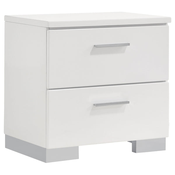  Coaster Furniture Felicity 203502 2-Drawer Nightstand - White High Gloss IMAGE 1