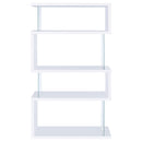  Coaster Furniture Emelle 800300 63-inch 4-shelf Glass Panel Bookshelf - White IMAGE 2
