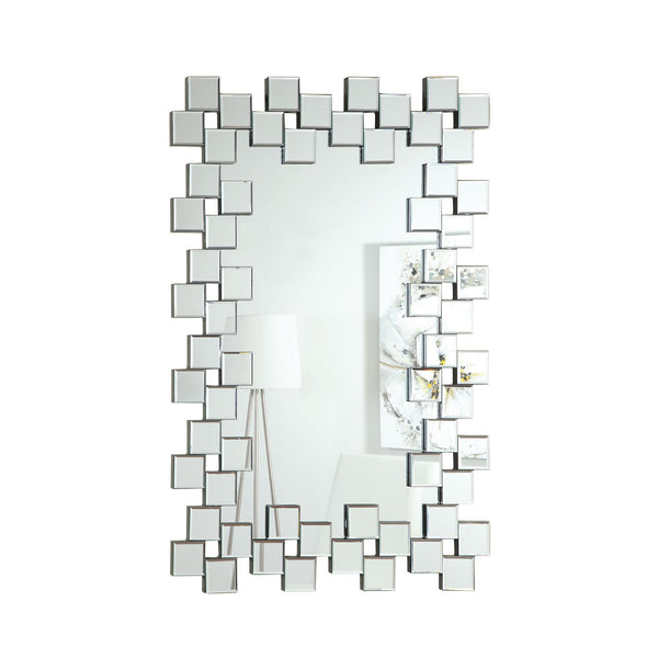  Coaster Furniture Pamela 901838 32 x 47 Inch Rectangular Frameless Wall Mirror - Silver IMAGE 1