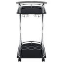  Coaster Furniture Elfman 910001 2-tier Glass Shelf Metal Bar Cart - Black and Chrome IMAGE 6