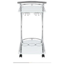 Coaster Furniture Elfman 910002 2-tier Glass Shelf Metal Bar Cart - White and Chrome IMAGE 6