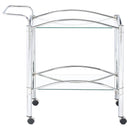  Coaster Furniture Shadix 910077 2-tier Rectangular Glass Shelf Metal Bar Cart - Chrome IMAGE 6