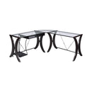  Coaster Furniture Monterey 800446 67-inch Glass Top L-Shape Computer Desk - Cappuccino IMAGE 4