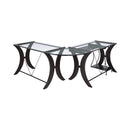  Coaster Furniture Monterey 800446 67-inch Glass Top L-Shape Computer Desk - Cappuccino IMAGE 6