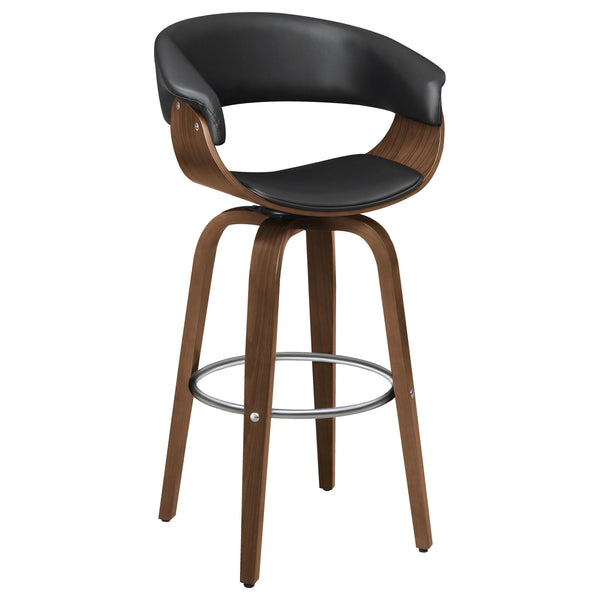  Coaster Furniture Zion 100205 Upholstered Swivel Bar Stool - Walnut and Black IMAGE 1