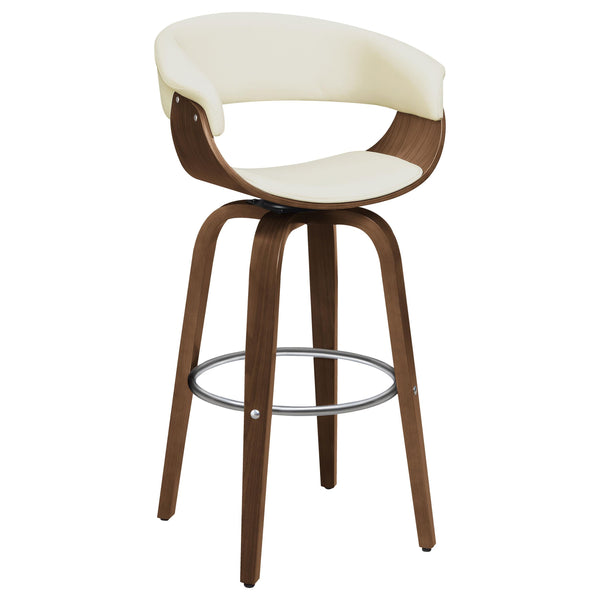  Coaster Furniture Zion 100206 Upholstered Swivel Bar Stool - Walnut and Ecru IMAGE 1