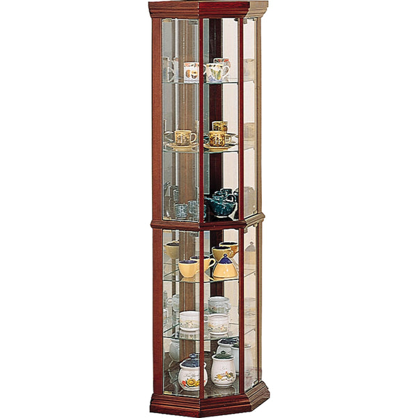  Coaster Furniture Appledale 3393 6-shelf Corner Curio Display Cabinet - Medium Brown IMAGE 1