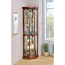  Coaster Furniture Appledale 3393 6-shelf Corner Curio Display Cabinet - Medium Brown IMAGE 2