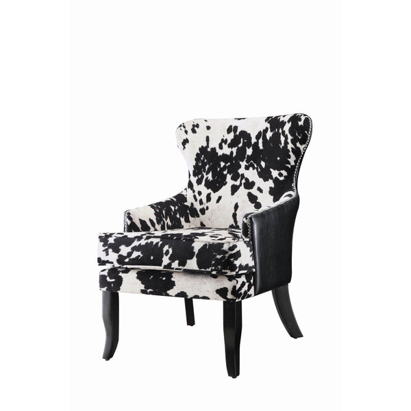  Coaster Furniture Trea 902169 Cowhide Print Upholstered Accent Chair - Black and White IMAGE 1