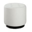  Coaster Furniture Bowman 500554 Round Upholstered Tufted Swivel Ottoman - White IMAGE 1