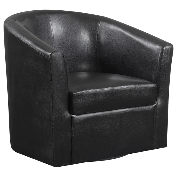  Coaster Furniture Turner 902098 Upholstered Barrel Back Swivel Chair - Dark Brown IMAGE 1