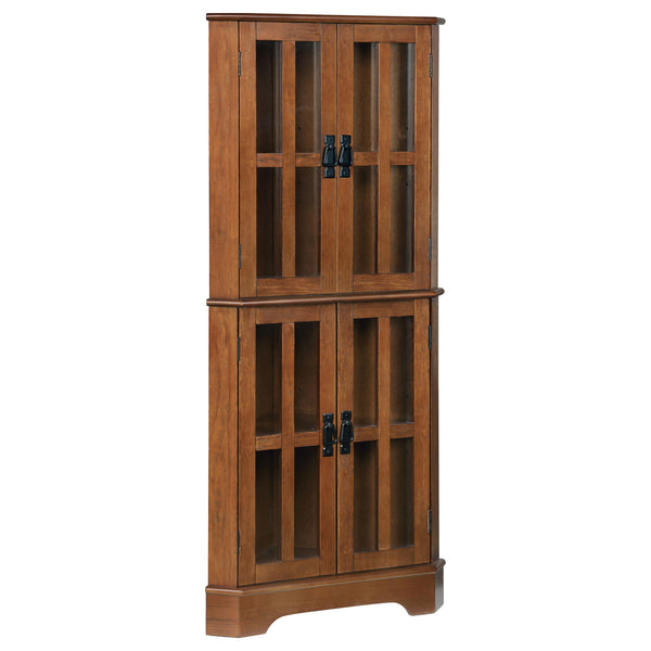  Coaster Furniture Coreosis 950185 4-door Wood Corner Curio Cabinet - Golden Brown IMAGE 1