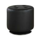  Coaster Furniture Bowman 500556 Round Upholstered Tufted Swivel Ottoman - Black IMAGE 1