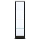  Coaster Furniture Cyclamen 950171 4-shelf Clear Glass Curio Display Cabinet - Black IMAGE 2
