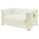  Coaster Furniture Chaviano 505392 Upholstered Track Arm Loveseat - Pearl White IMAGE 3