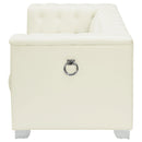  Coaster Furniture Chaviano 505392 Upholstered Track Arm Loveseat - Pearl White IMAGE 4