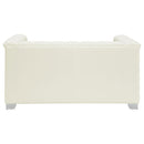  Coaster Furniture Chaviano 505392 Upholstered Track Arm Loveseat - Pearl White IMAGE 5