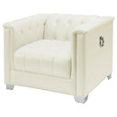  Coaster Furniture Chaviano 505393 Upholstered Track Arm Accent Chair - Pearl White IMAGE 3