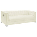  Coaster Furniture Chaviano 505391 Upholstered Track Arm Sofa - Pearl White IMAGE 1