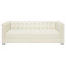  Coaster Furniture Chaviano 505391 Upholstered Track Arm Sofa - Pearl White IMAGE 2