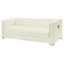  Coaster Furniture Chaviano 505391 Upholstered Track Arm Sofa - Pearl White IMAGE 3