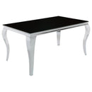 Coaster Furniture Carone 105071 Rectangular 61-inch Glass Top Dining Table - Black IMAGE 2