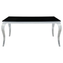  Coaster Furniture Carone 105071 Rectangular 61-inch Glass Top Dining Table - Black IMAGE 3