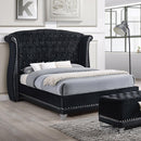  Coaster Furniture Barzini 300643KE Upholstered Eastern King Wingback Bed - Black IMAGE 1