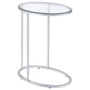  Coaster Furniture Kyle 902927 Oval Glass Top C-Shaped Sofa Side Table - Chrome IMAGE 1