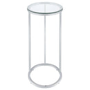  Coaster Furniture Kyle 902927 Oval Glass Top C-Shaped Sofa Side Table - Chrome IMAGE 2