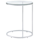  Coaster Furniture Kyle 902927 Oval Glass Top C-Shaped Sofa Side Table - Chrome IMAGE 4
