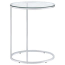  Coaster Furniture Kyle 902927 Oval Glass Top C-Shaped Sofa Side Table - Chrome IMAGE 6
