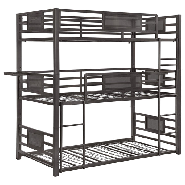 Coaster Furniture Rogen 460394T Metal Twin Triple Bunk Bed - Dark Bronze IMAGE 1