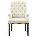  Coaster Furniture Alana 107283 Fabric Upholstered Dining Arm Chair - Beige IMAGE 2